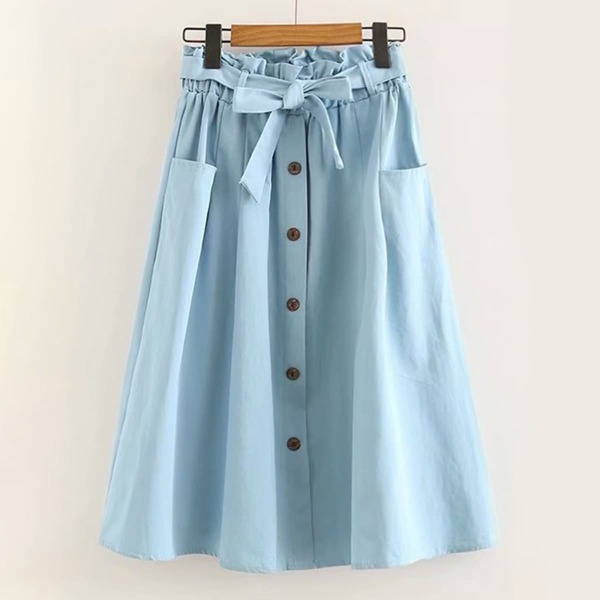 

Button Through Belted Paperbag Waist Skirt