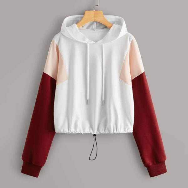 

Cut And Sew Drawstring Hem Hoodie