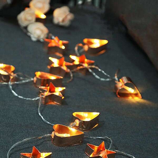 

10pcs Iron Heart & Star Shaped Bulb String Light 1.5M