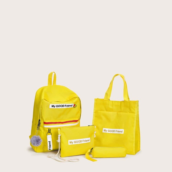 

Pom-pom Detail Bag Set 4pcs, Yellow