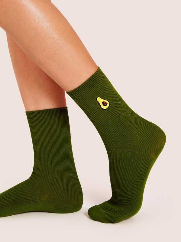 

Avocado Pattern Socks 1pair, Green