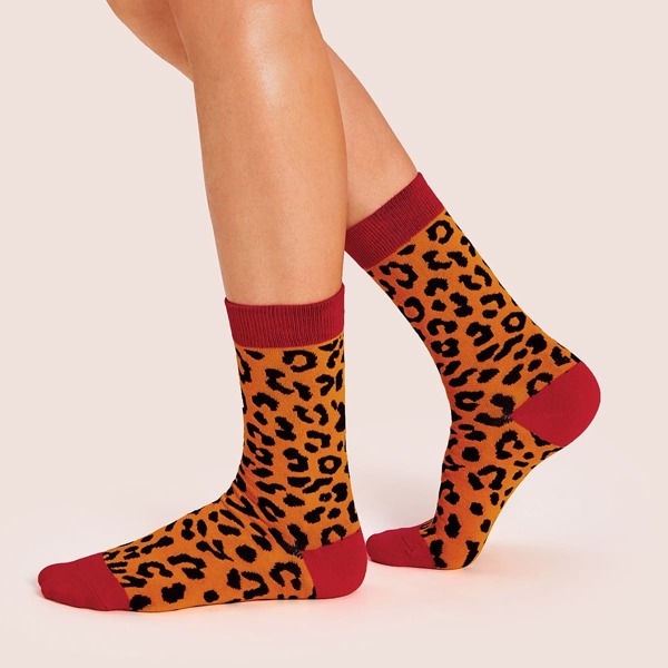 

Leopard Pattern Socks 1pair, Multicolor