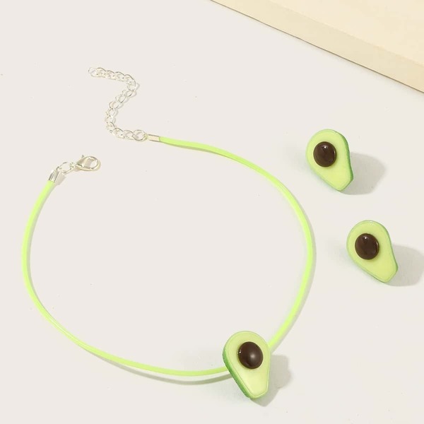 

Toddler Girls Avocado Decor Bracelet & Earrings 3pcs