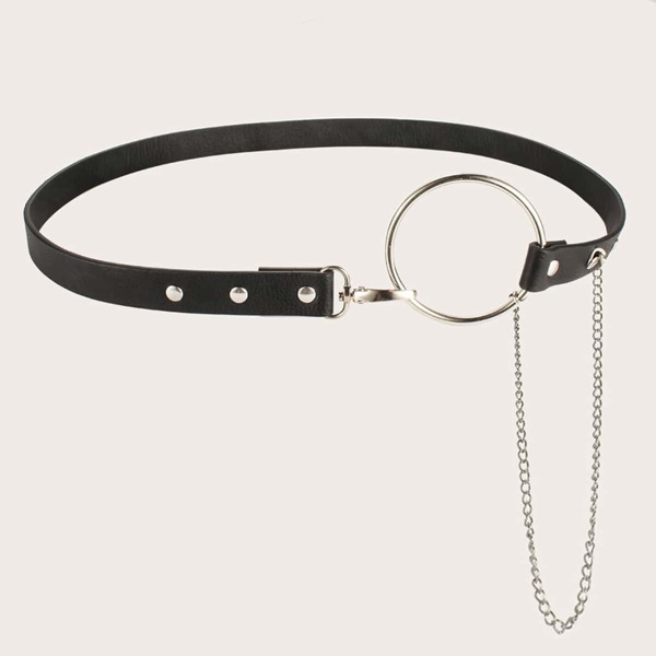 

Chain & Ring Decor Skinny Belt