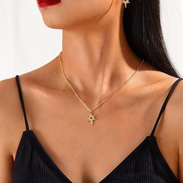 

Star Charm Necklace & Earring Set 3pcs