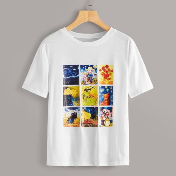 

Oil Painting Print Short Sleeve Tee