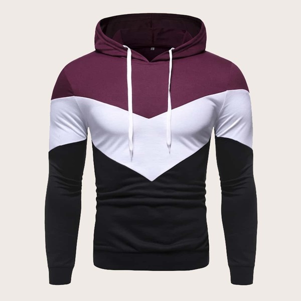 

Men Cut And Sew Panel Drawstring Hoodie