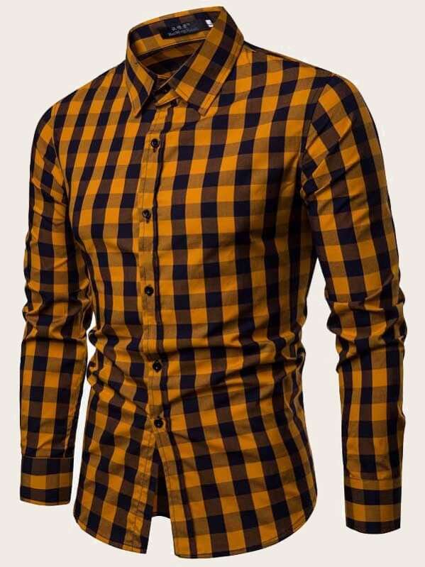 

Men Plaid Shirt, Yellow
