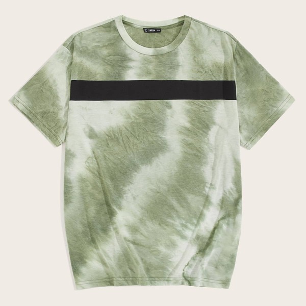 

Men Striped Detail Tie Dye Top