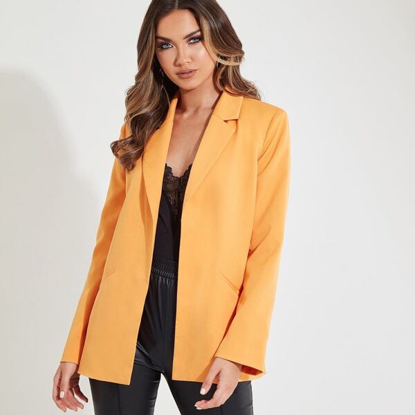 

Solid Open Front Blazer, Yellow bright