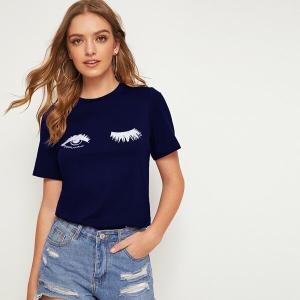 

Eyelash and Eye Print Tee