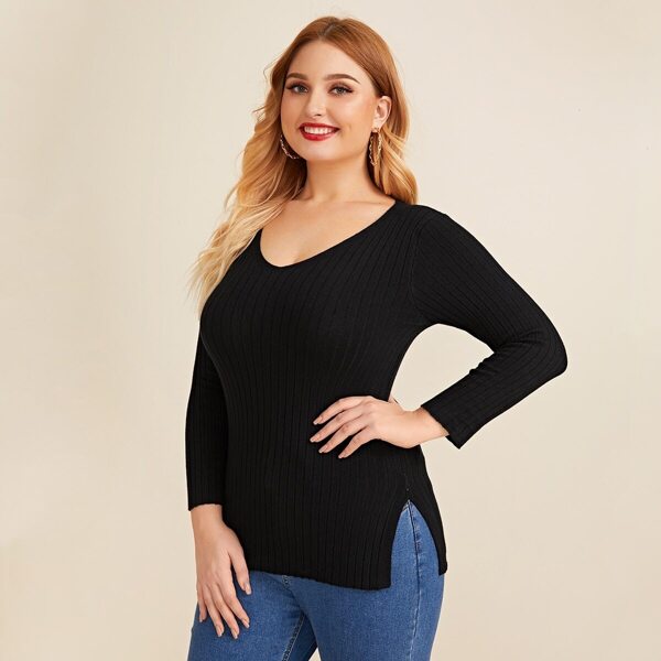 

Plus Split Side Solid Sweater