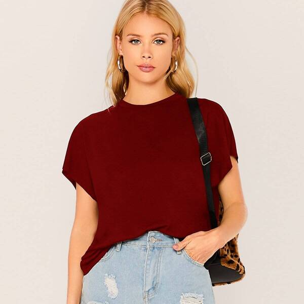

Solid Batwing Sleeve Top