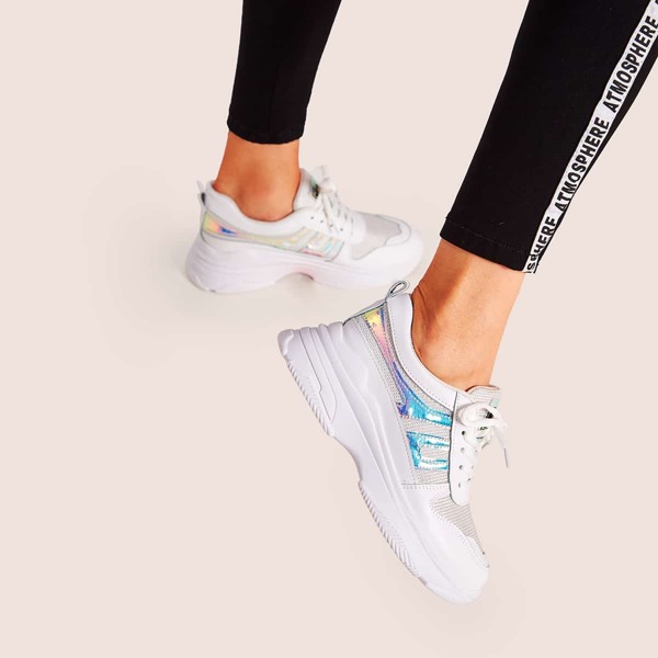 

Iridescent Panel Chunky Sole Trainers