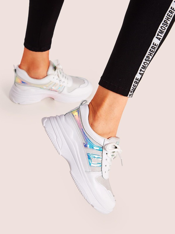 

Iridescent Panel Chunky Sole Trainers, White