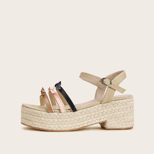 

Knot Detail Buckle Strap Espadrille Wedges