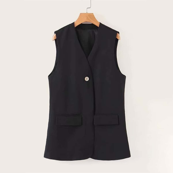 

Pocket Side Single Button Blazer Vest