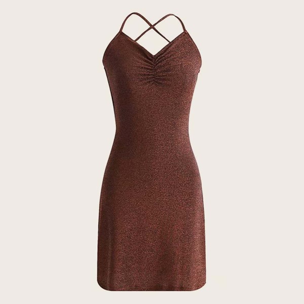 

Criss-cross Open Back Glitter Cami Dress