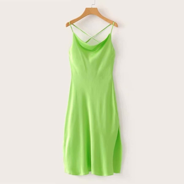 

Slit Side Criss-cross Draped Cami Dress