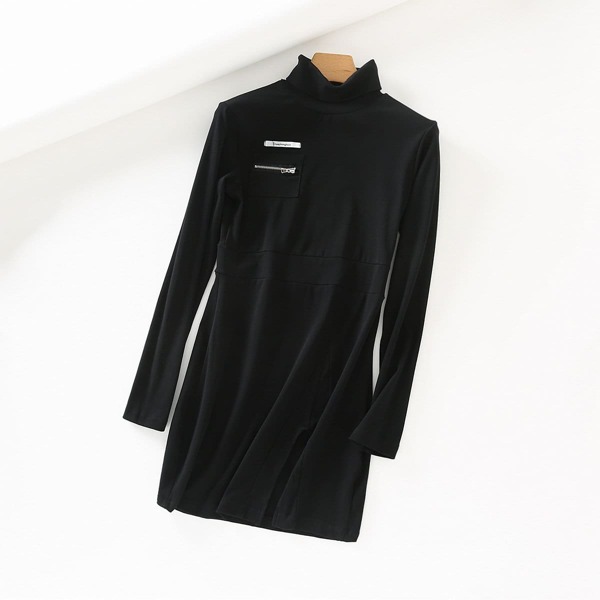 

High Neck Slit Side Bodycon Dress