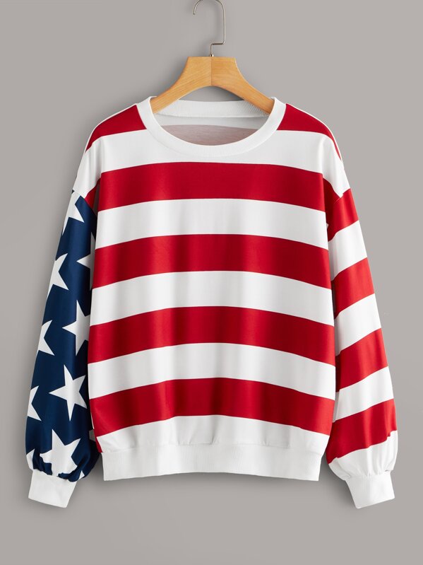 

Stars And Stripes Drop Shoulder Sweatshirt, Red