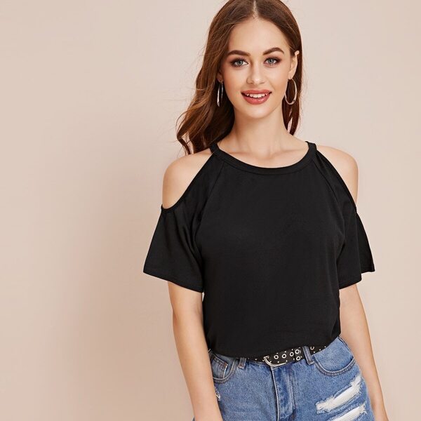 

Solid Open Shoulder Tee