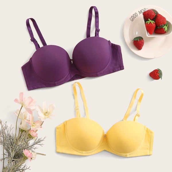 

Adjustable Strap Underwire Bra Set 2pack, Multicolor