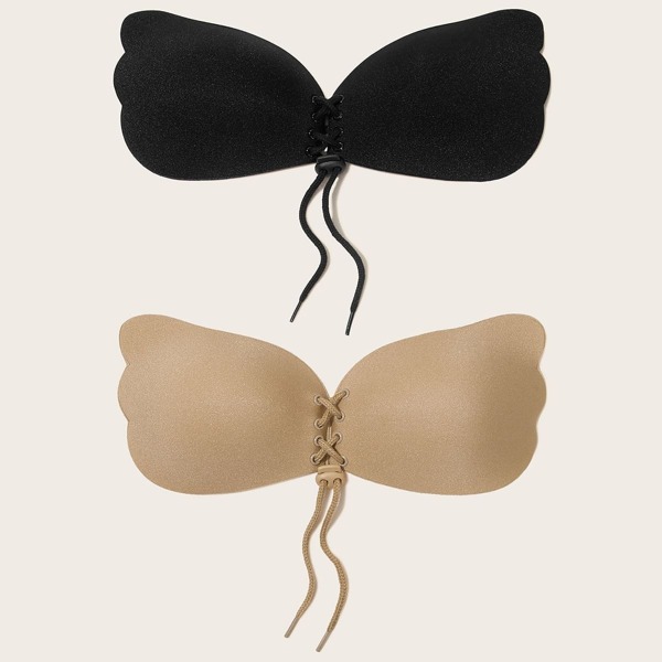 

Lace-up Self Adhesive Bra Set 2pack, Multicolor