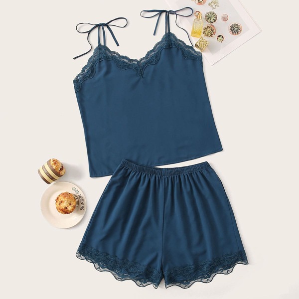 

Lace Trim Cami Pajama Set