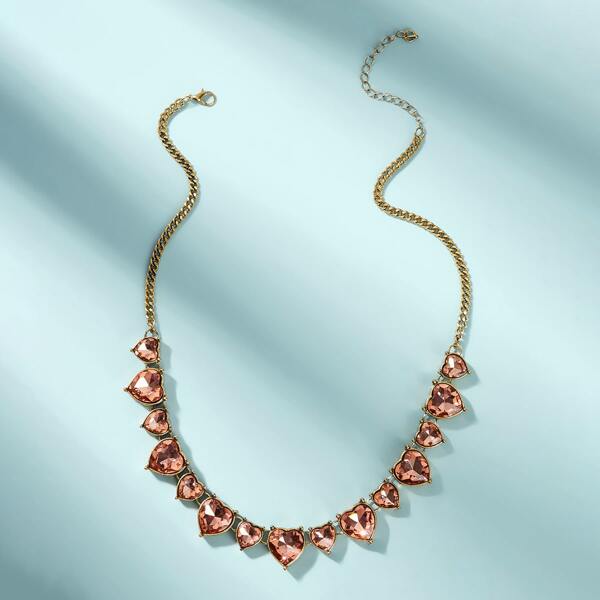 

Gemstone Heart Decor Necklace 1pc
