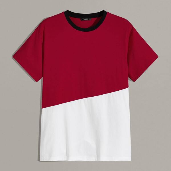 

Men Contrast Neck Cut-and-sew Tee