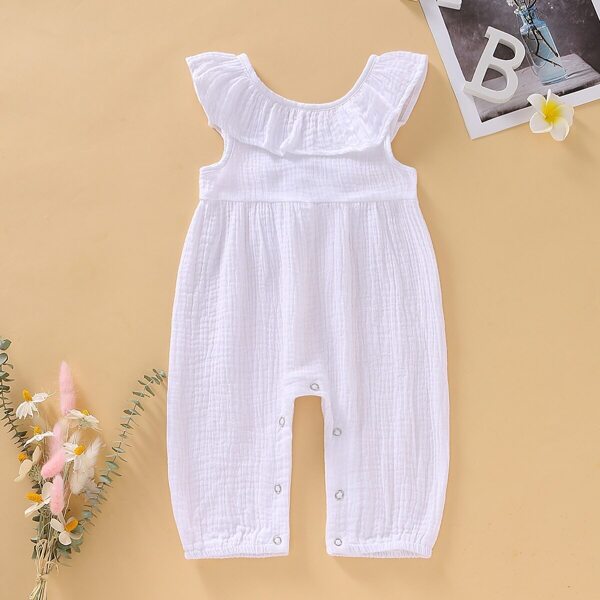 

Baby Girl Ruffle Trim Sleeveless Jumpsuit