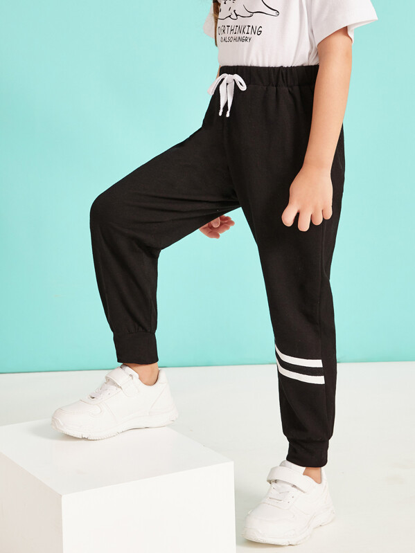 

Toddler Girls Striped Drawstring Pants, Black, Sofia B