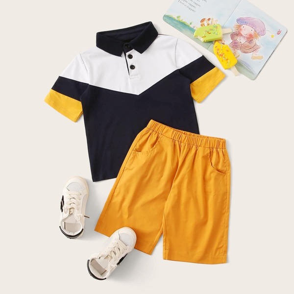 

Toddler Boys Colorblock Polo Shirt & Shorts Set