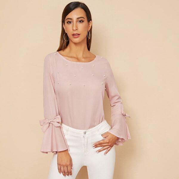 

Belted Tie Sleeve Blouse