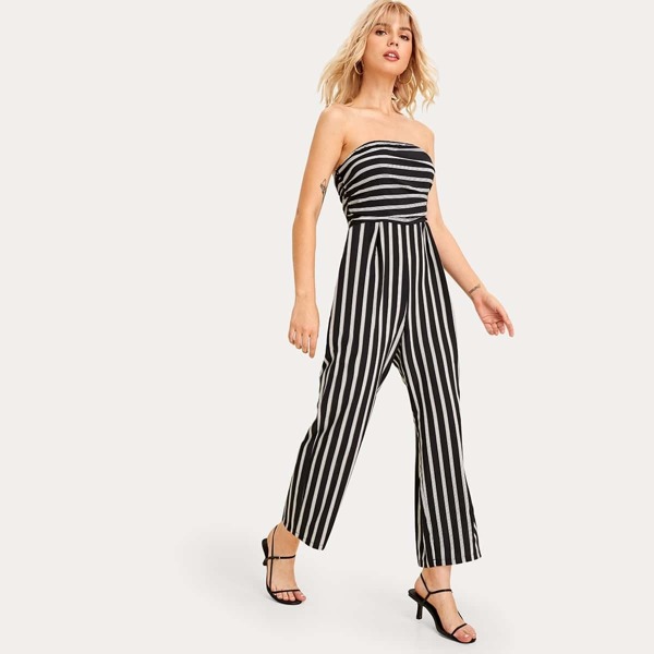 

Striped Print Tube Jumpsuit