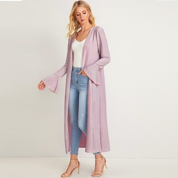 

Flounce Sleeve Longline Glitter Outerwear