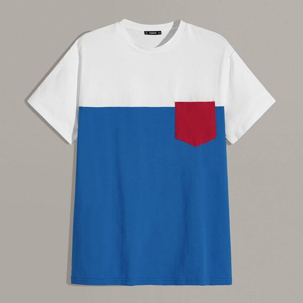 

Men Pocket Patched Colorblock Tee, Multicolor