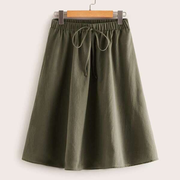 

Tie Front Elastic Waist Skirt