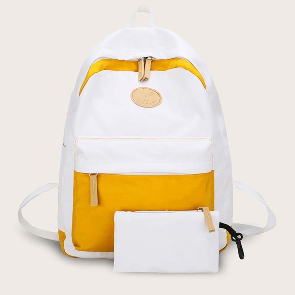 

Two Tone Nylon Backpack With Clutch, Multicolor