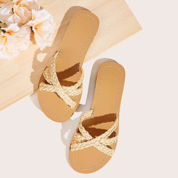 

Plaited Cross Strap Sliders