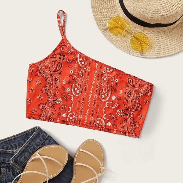 

Paisley Print Crop Cami Top