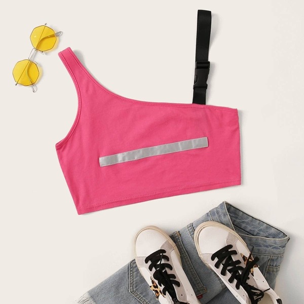 

Contrast Tape Buckle Straps Crop Top