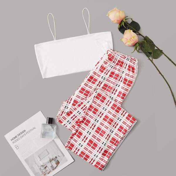 

Cami Top With Plaid Pants PJ Set
