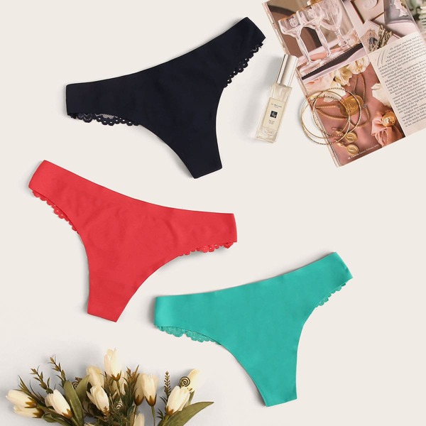 

Floral Lace Thong Panty Set 3pack