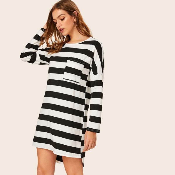 

Striped High Low Hem Tee Dress