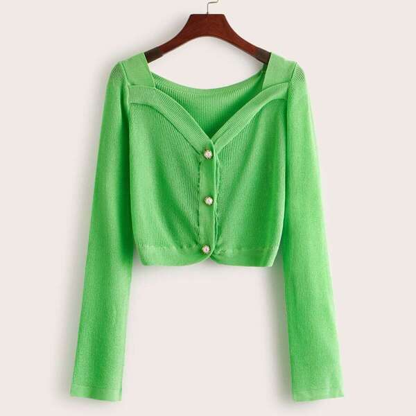 

Solid Button Through Cardigan
