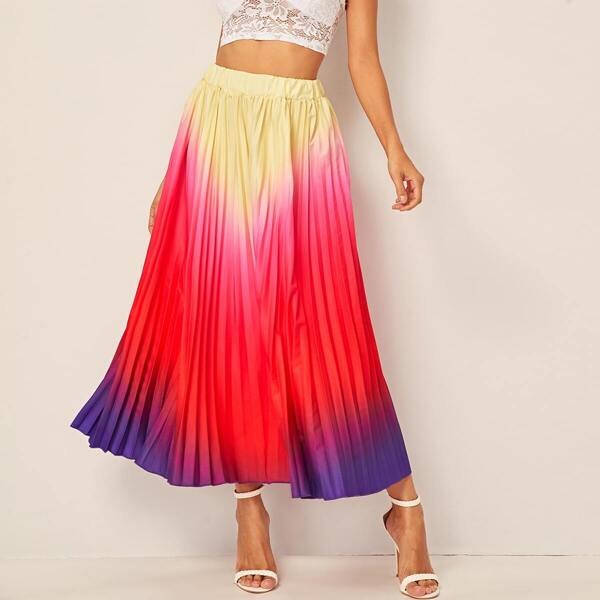 

Ombre Pleated Longline Skirt