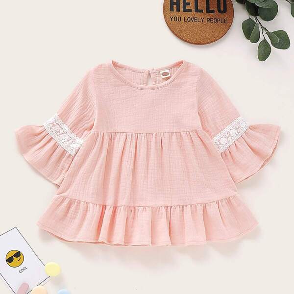 

Baby Contrast Lace Ruffle Hem Dress