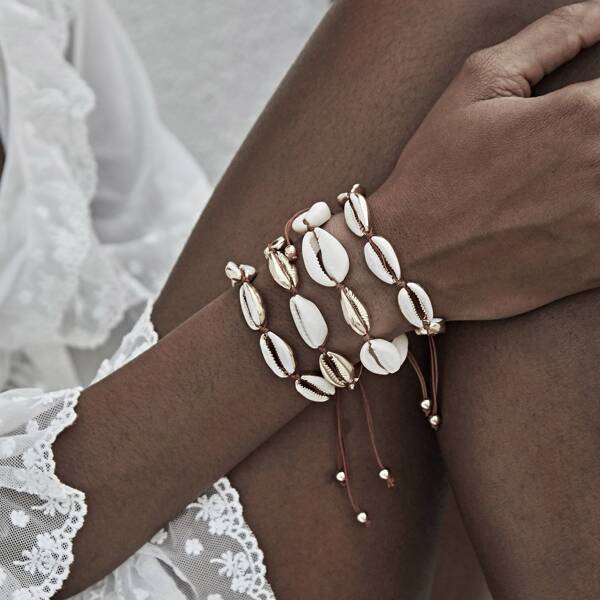 

Shell Decor Adjustable Bracelet 4pcs